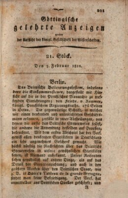 Göttingische gelehrte Anzeigen (Göttingische Zeitungen von gelehrten Sachen) Montag 5. Februar 1810