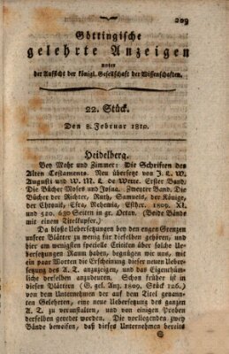 Göttingische gelehrte Anzeigen (Göttingische Zeitungen von gelehrten Sachen) Donnerstag 8. Februar 1810