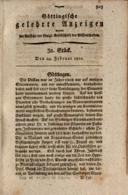 Göttingische gelehrte Anzeigen (Göttingische Zeitungen von gelehrten Sachen) Samstag 24. Februar 1810