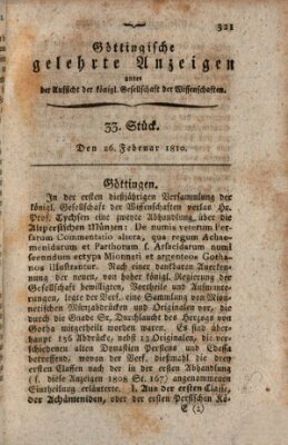 Göttingische gelehrte Anzeigen (Göttingische Zeitungen von gelehrten Sachen) Montag 26. Februar 1810