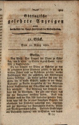 Göttingische gelehrte Anzeigen (Göttingische Zeitungen von gelehrten Sachen) Montag 12. März 1810