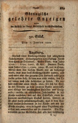 Göttingische gelehrte Anzeigen (Göttingische Zeitungen von gelehrten Sachen) Donnerstag 7. Juni 1810