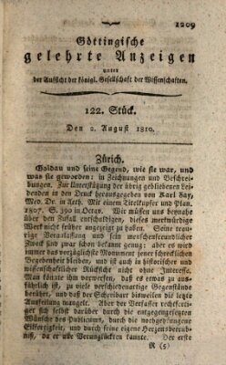 Göttingische gelehrte Anzeigen (Göttingische Zeitungen von gelehrten Sachen) Donnerstag 2. August 1810