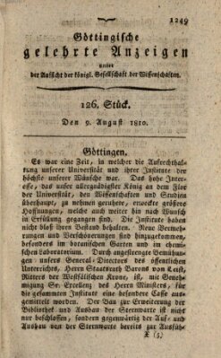 Göttingische gelehrte Anzeigen (Göttingische Zeitungen von gelehrten Sachen) Donnerstag 9. August 1810