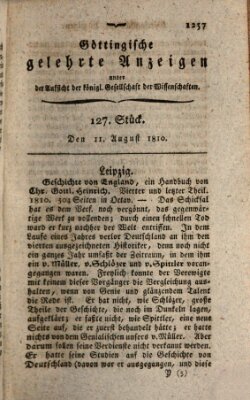 Göttingische gelehrte Anzeigen (Göttingische Zeitungen von gelehrten Sachen) Samstag 11. August 1810