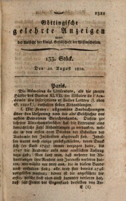 Göttingische gelehrte Anzeigen (Göttingische Zeitungen von gelehrten Sachen) Montag 20. August 1810