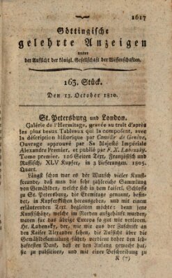 Göttingische gelehrte Anzeigen (Göttingische Zeitungen von gelehrten Sachen) Samstag 13. Oktober 1810