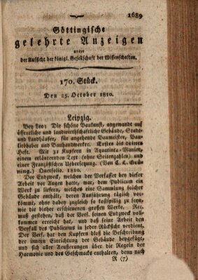 Göttingische gelehrte Anzeigen (Göttingische Zeitungen von gelehrten Sachen) Donnerstag 25. Oktober 1810