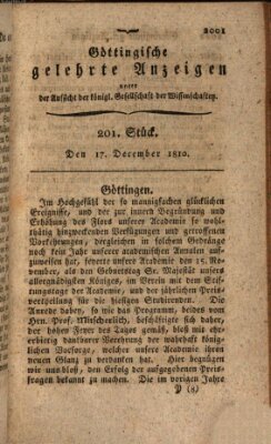 Göttingische gelehrte Anzeigen (Göttingische Zeitungen von gelehrten Sachen) Montag 17. Dezember 1810