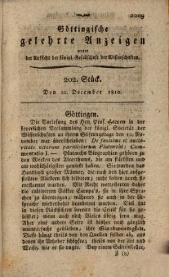 Göttingische gelehrte Anzeigen (Göttingische Zeitungen von gelehrten Sachen) Donnerstag 20. Dezember 1810