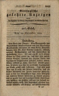 Göttingische gelehrte Anzeigen (Göttingische Zeitungen von gelehrten Sachen) Samstag 29. Dezember 1810