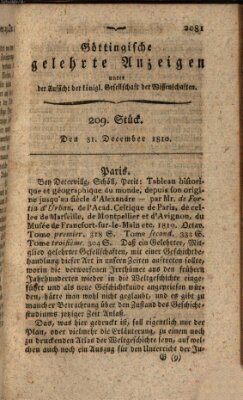 Göttingische gelehrte Anzeigen (Göttingische Zeitungen von gelehrten Sachen) Montag 31. Dezember 1810