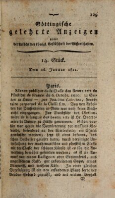 Göttingische gelehrte Anzeigen (Göttingische Zeitungen von gelehrten Sachen) Samstag 26. Januar 1811