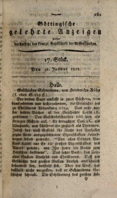 Göttingische gelehrte Anzeigen (Göttingische Zeitungen von gelehrten Sachen) Donnerstag 31. Januar 1811