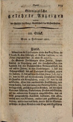 Göttingische gelehrte Anzeigen (Göttingische Zeitungen von gelehrten Sachen) Samstag 9. Februar 1811