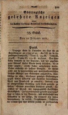 Göttingische gelehrte Anzeigen (Göttingische Zeitungen von gelehrten Sachen) Donnerstag 28. Februar 1811