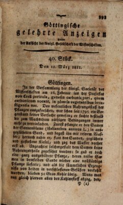 Göttingische gelehrte Anzeigen (Göttingische Zeitungen von gelehrten Sachen) Montag 11. März 1811