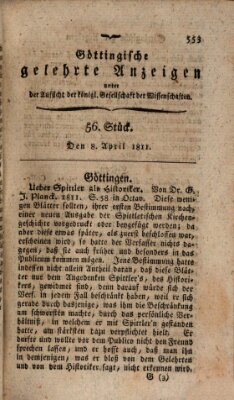 Göttingische gelehrte Anzeigen (Göttingische Zeitungen von gelehrten Sachen) Montag 8. April 1811