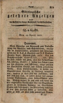 Göttingische gelehrte Anzeigen (Göttingische Zeitungen von gelehrten Sachen) Montag 29. April 1811