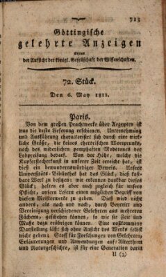 Göttingische gelehrte Anzeigen (Göttingische Zeitungen von gelehrten Sachen) Montag 6. Mai 1811