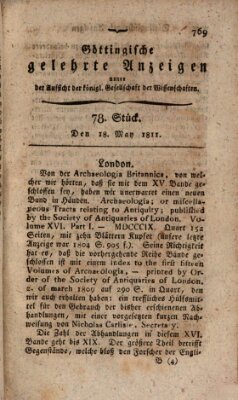 Göttingische gelehrte Anzeigen (Göttingische Zeitungen von gelehrten Sachen) Samstag 18. Mai 1811