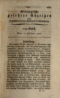 Göttingische gelehrte Anzeigen (Göttingische Zeitungen von gelehrten Sachen) Donnerstag 11. Juli 1811