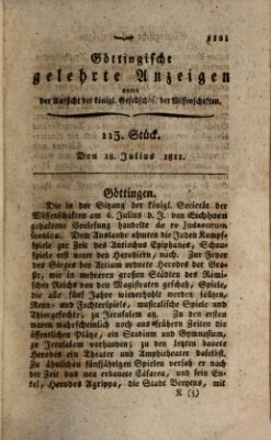 Göttingische gelehrte Anzeigen (Göttingische Zeitungen von gelehrten Sachen) Donnerstag 18. Juli 1811