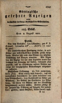 Göttingische gelehrte Anzeigen (Göttingische Zeitungen von gelehrten Sachen) Donnerstag 8. August 1811