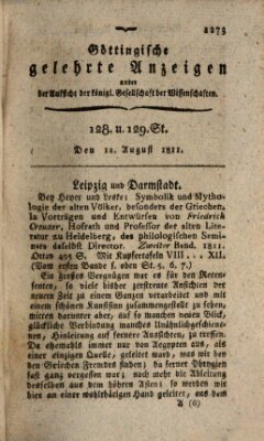 Göttingische gelehrte Anzeigen (Göttingische Zeitungen von gelehrten Sachen) Montag 12. August 1811