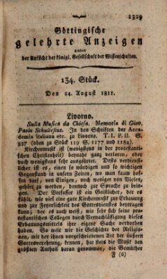 Göttingische gelehrte Anzeigen (Göttingische Zeitungen von gelehrten Sachen) Samstag 24. August 1811