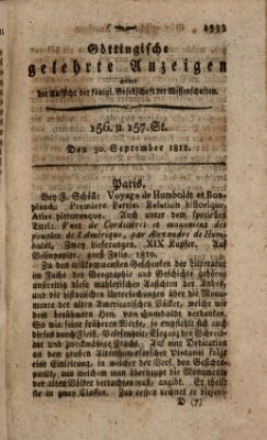 Göttingische gelehrte Anzeigen (Göttingische Zeitungen von gelehrten Sachen) Montag 30. September 1811