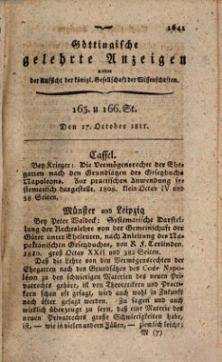 Göttingische gelehrte Anzeigen (Göttingische Zeitungen von gelehrten Sachen) Donnerstag 17. Oktober 1811