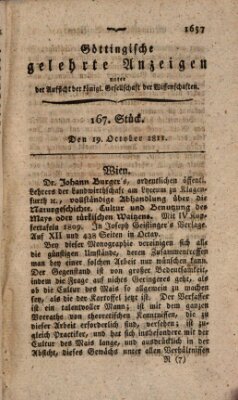 Göttingische gelehrte Anzeigen (Göttingische Zeitungen von gelehrten Sachen) Samstag 19. Oktober 1811