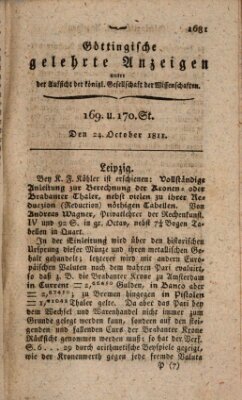 Göttingische gelehrte Anzeigen (Göttingische Zeitungen von gelehrten Sachen) Donnerstag 24. Oktober 1811