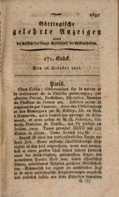 Göttingische gelehrte Anzeigen (Göttingische Zeitungen von gelehrten Sachen) Samstag 26. Oktober 1811