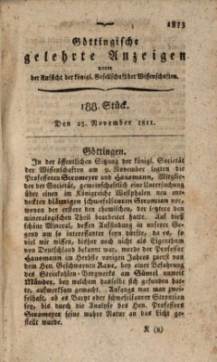 Göttingische gelehrte Anzeigen (Göttingische Zeitungen von gelehrten Sachen) Montag 25. November 1811