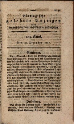 Göttingische gelehrte Anzeigen (Göttingische Zeitungen von gelehrten Sachen) Donnerstag 26. Dezember 1811