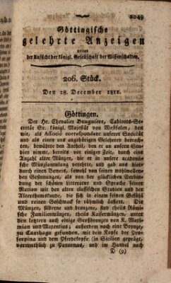 Göttingische gelehrte Anzeigen (Göttingische Zeitungen von gelehrten Sachen) Samstag 28. Dezember 1811