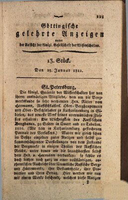 Göttingische gelehrte Anzeigen (Göttingische Zeitungen von gelehrten Sachen) Donnerstag 23. Januar 1812