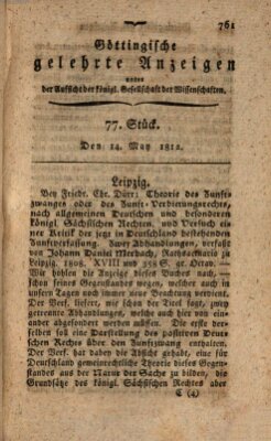 Göttingische gelehrte Anzeigen (Göttingische Zeitungen von gelehrten Sachen) Donnerstag 14. Mai 1812