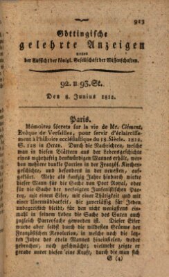 Göttingische gelehrte Anzeigen (Göttingische Zeitungen von gelehrten Sachen) Montag 8. Juni 1812