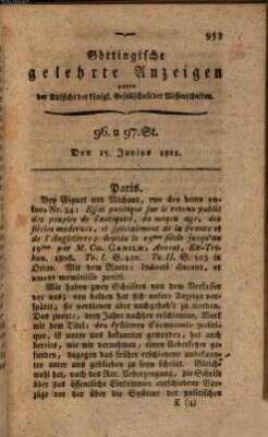 Göttingische gelehrte Anzeigen (Göttingische Zeitungen von gelehrten Sachen) Montag 15. Juni 1812