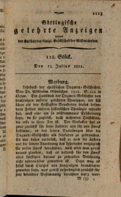 Göttingische gelehrte Anzeigen (Göttingische Zeitungen von gelehrten Sachen) Montag 13. Juli 1812