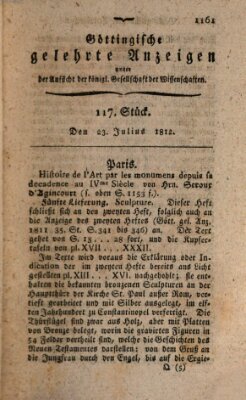 Göttingische gelehrte Anzeigen (Göttingische Zeitungen von gelehrten Sachen) Donnerstag 23. Juli 1812