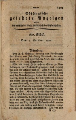 Göttingische gelehrte Anzeigen (Göttingische Zeitungen von gelehrten Sachen) Montag 5. Oktober 1812