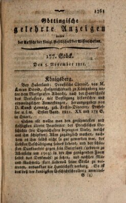 Göttingische gelehrte Anzeigen (Göttingische Zeitungen von gelehrten Sachen) Donnerstag 5. November 1812