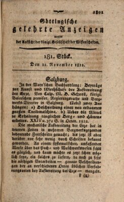 Göttingische gelehrte Anzeigen (Göttingische Zeitungen von gelehrten Sachen) Donnerstag 12. November 1812