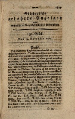 Göttingische gelehrte Anzeigen (Göttingische Zeitungen von gelehrten Sachen) Samstag 14. November 1812