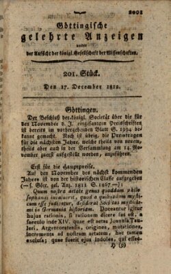 Göttingische gelehrte Anzeigen (Göttingische Zeitungen von gelehrten Sachen) Donnerstag 17. Dezember 1812