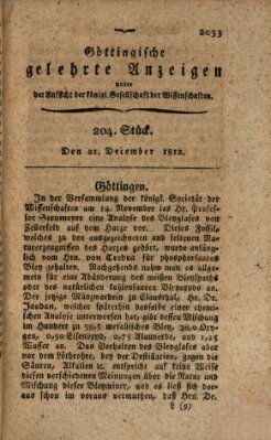 Göttingische gelehrte Anzeigen (Göttingische Zeitungen von gelehrten Sachen) Montag 21. Dezember 1812